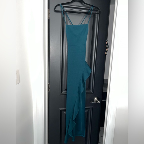 Windsor Teal Formal Gown with Slit - Picture 2 of 3